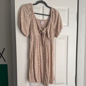 Isabel Maternity by Ingrid & Isabel Floral Tan Puff Dress